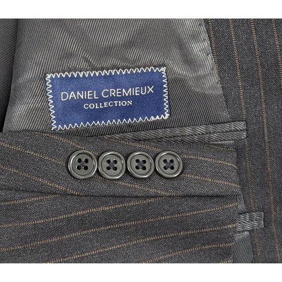 Daniel Cremieux Gray Gold Pinstrip Loro Piana Wool Sport Coat Jacket Blazer 43R
